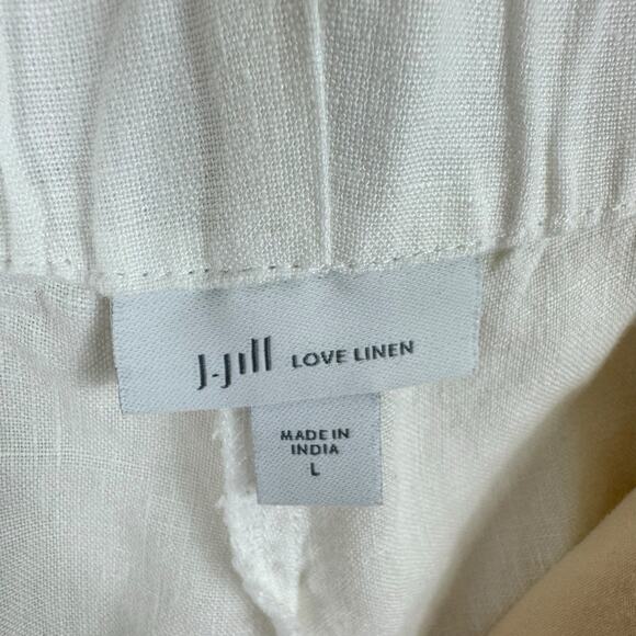 J. Jill Love Linen 100% Linen White Cropped Lightweight High Rise Pants Size L - Picture 5 of 7